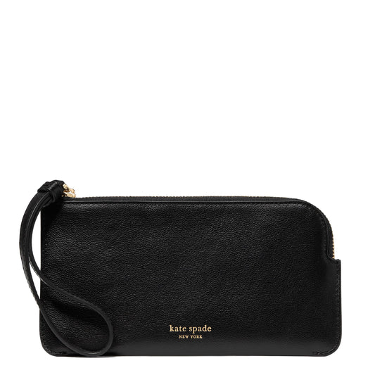 ZIPPY SMOOTH LEATHER SMALL WRISTLET - BLACK